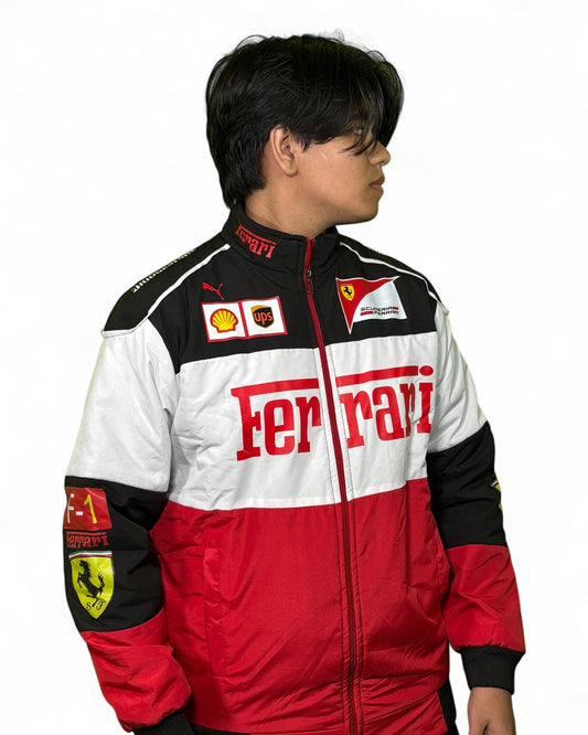 Ferrari F1 Heritage Racing Jacket – Tri-Color (Red, White & Black)