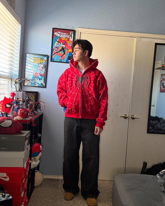 Spider-Man Printed Red Hoodie – Iconic Superhero Streetwear